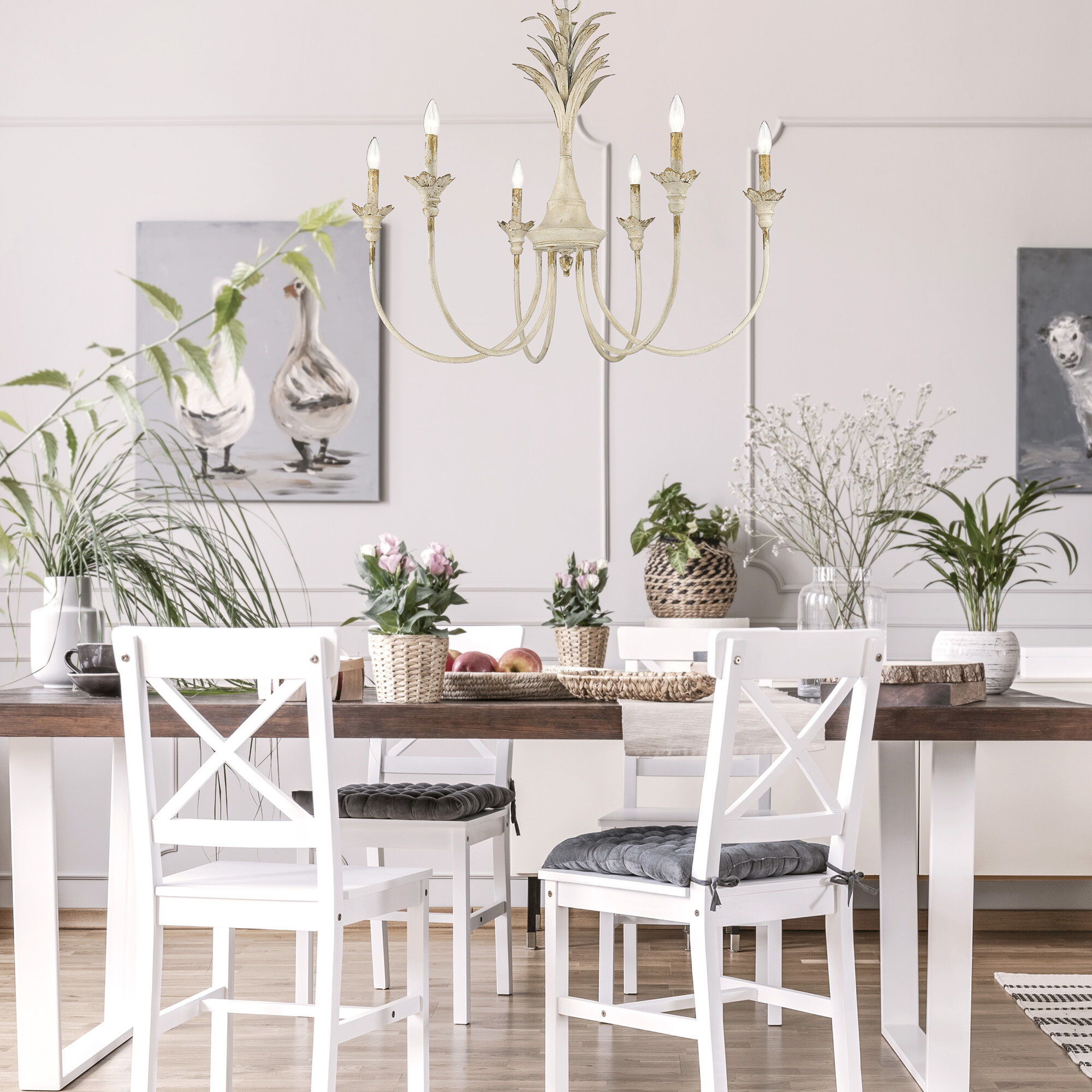 Lillianne 33.75 inch 60.00 watt Antique Ivory Chandelier Ceiling Light