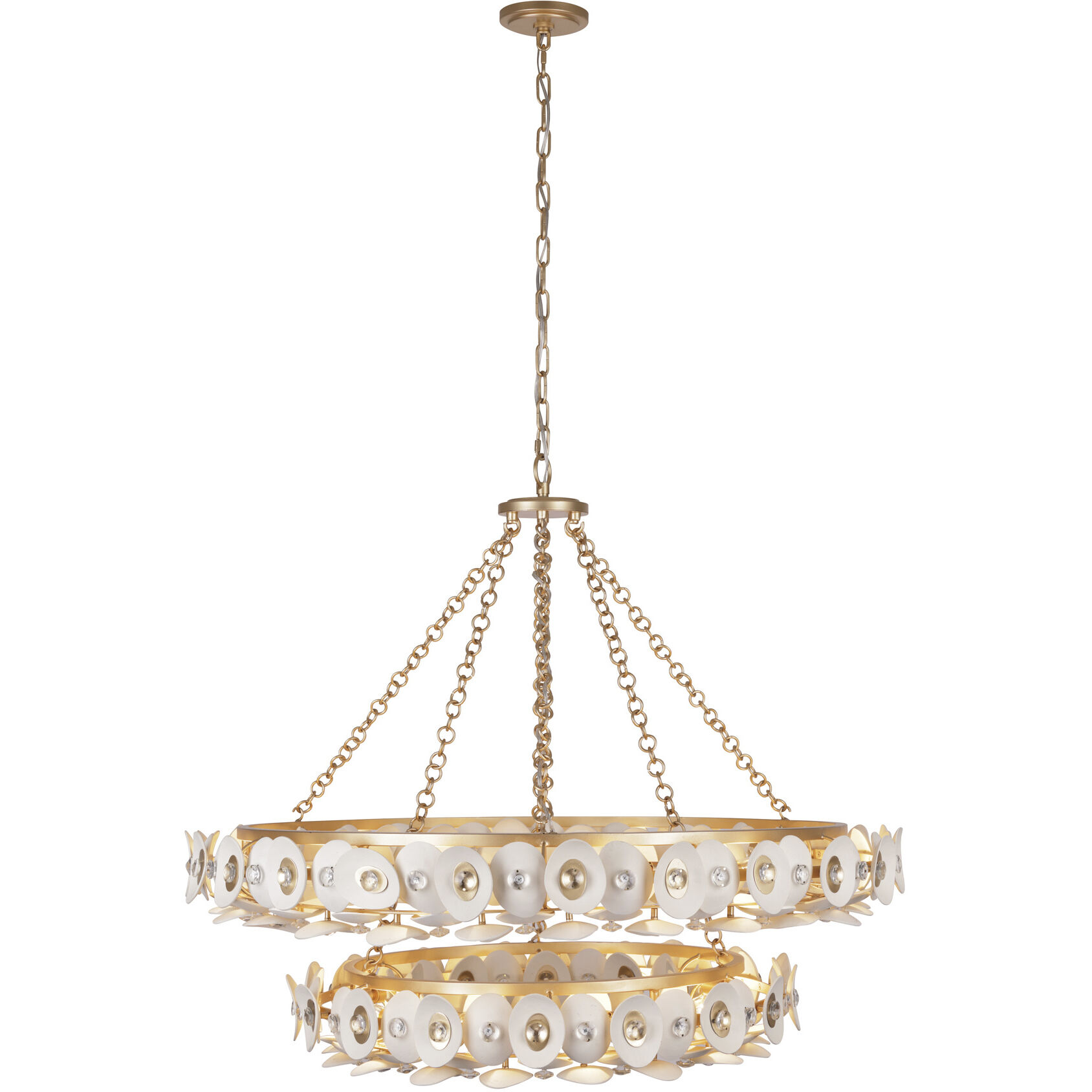 Niu 22 Light 39 inch Coconut Shell Gold / Coconut Shell White Chandelier Ceiling Light