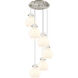 Newton Sphere 6 Light 18.63 inch Brushed Satin Nickel Multi Pendant Ceiling Light in White Glass