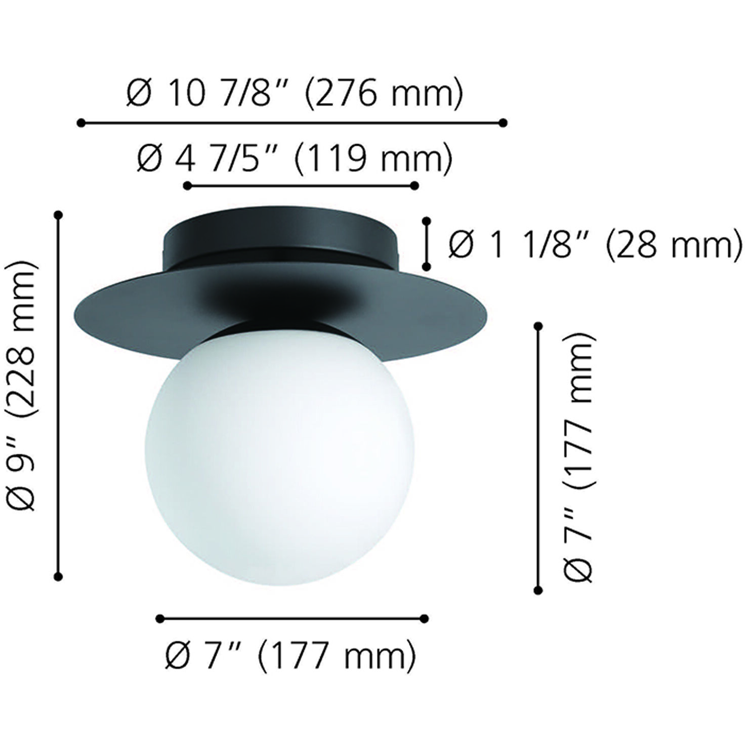 Arenales 1 Light 10.83 inch Structured Black Semi-Flush Mount Ceiling Light