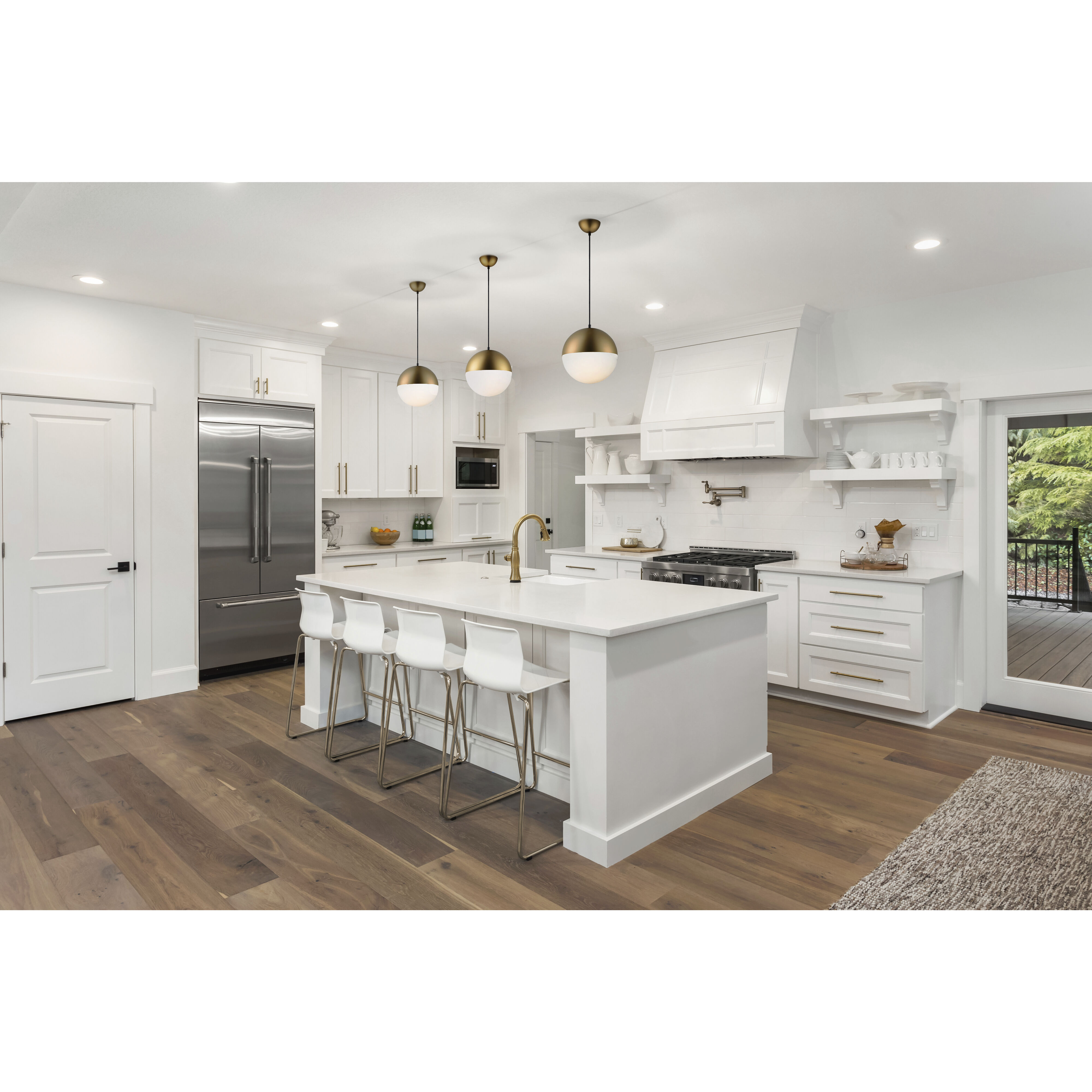 Half Moon LED 11.75 inch Metallic Gold Single Pendant Ceiling Light