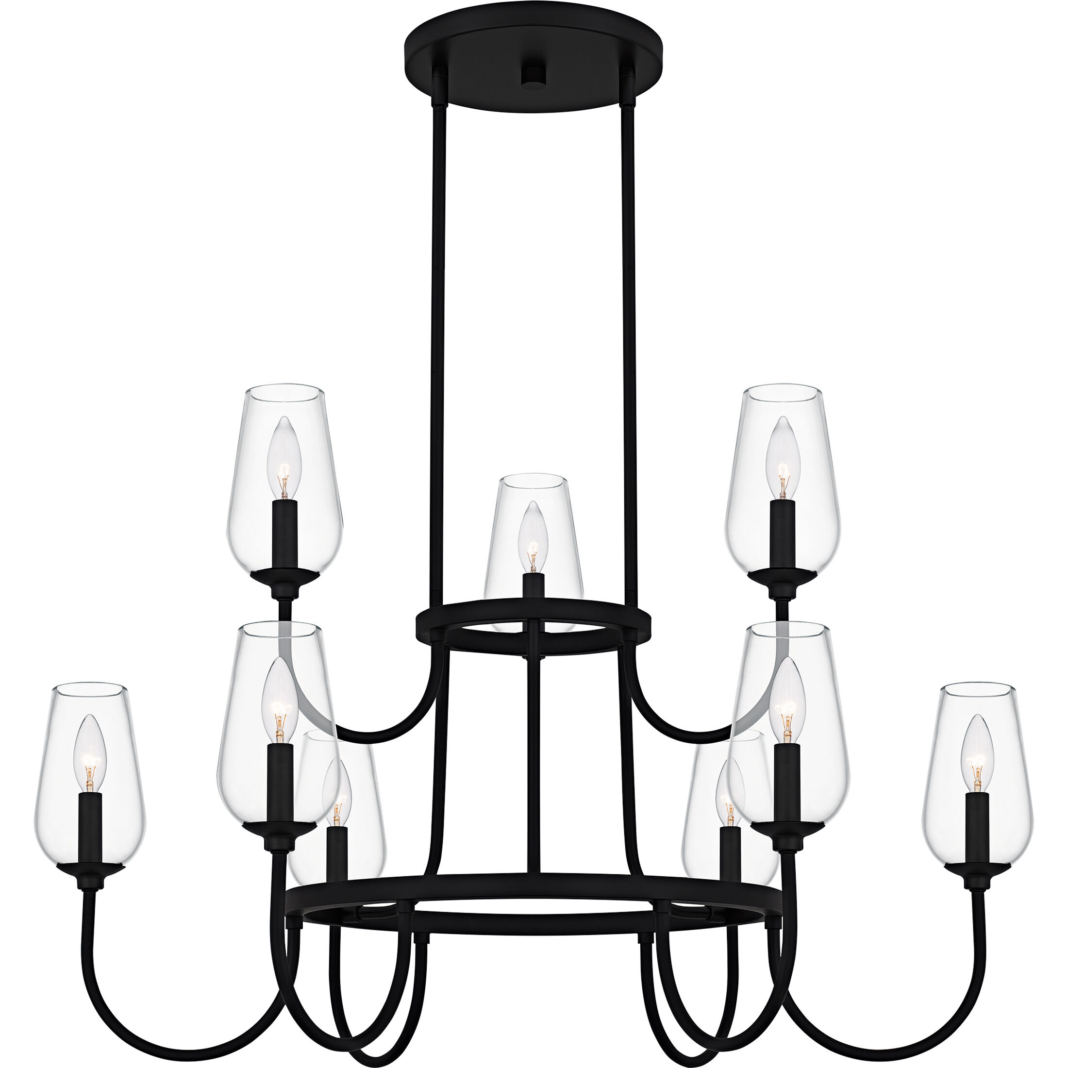 Viscount 9 Light 36 inch Matte Black Chandelier Ceiling Light