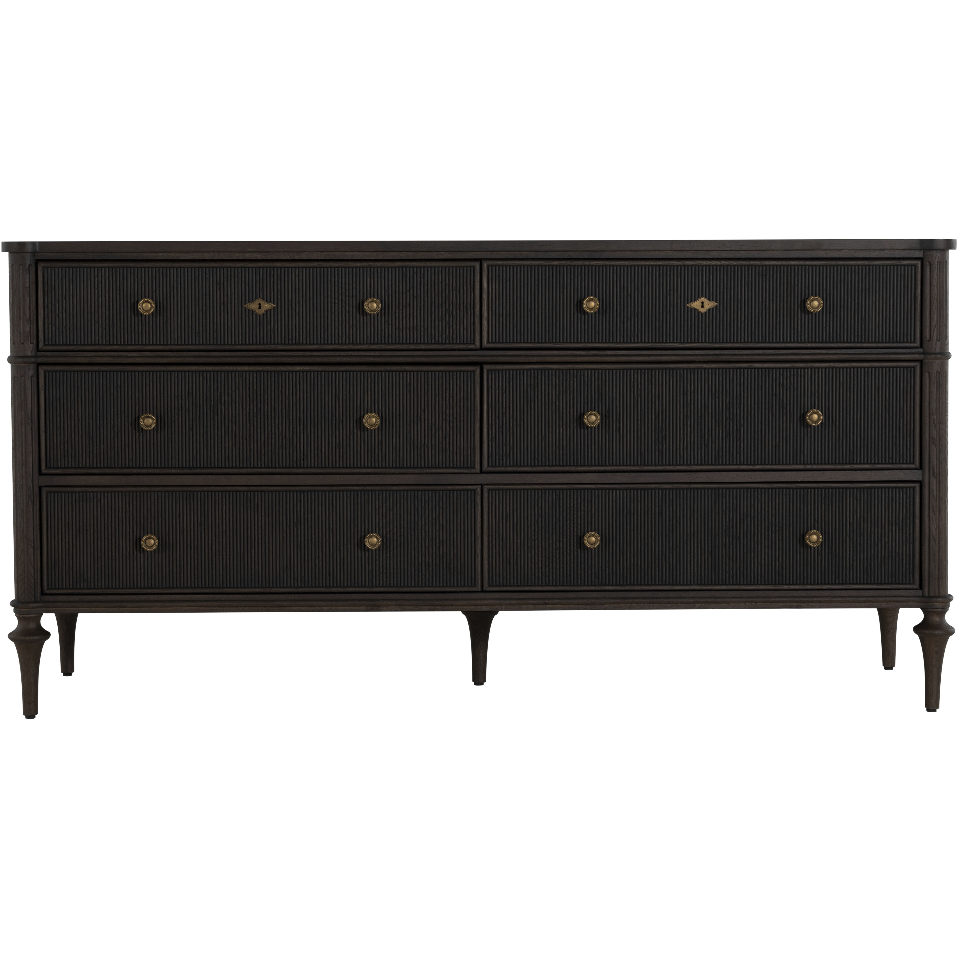 Andrea Dark Stained Oak / Antique Brass / Stained Oak Dresser
