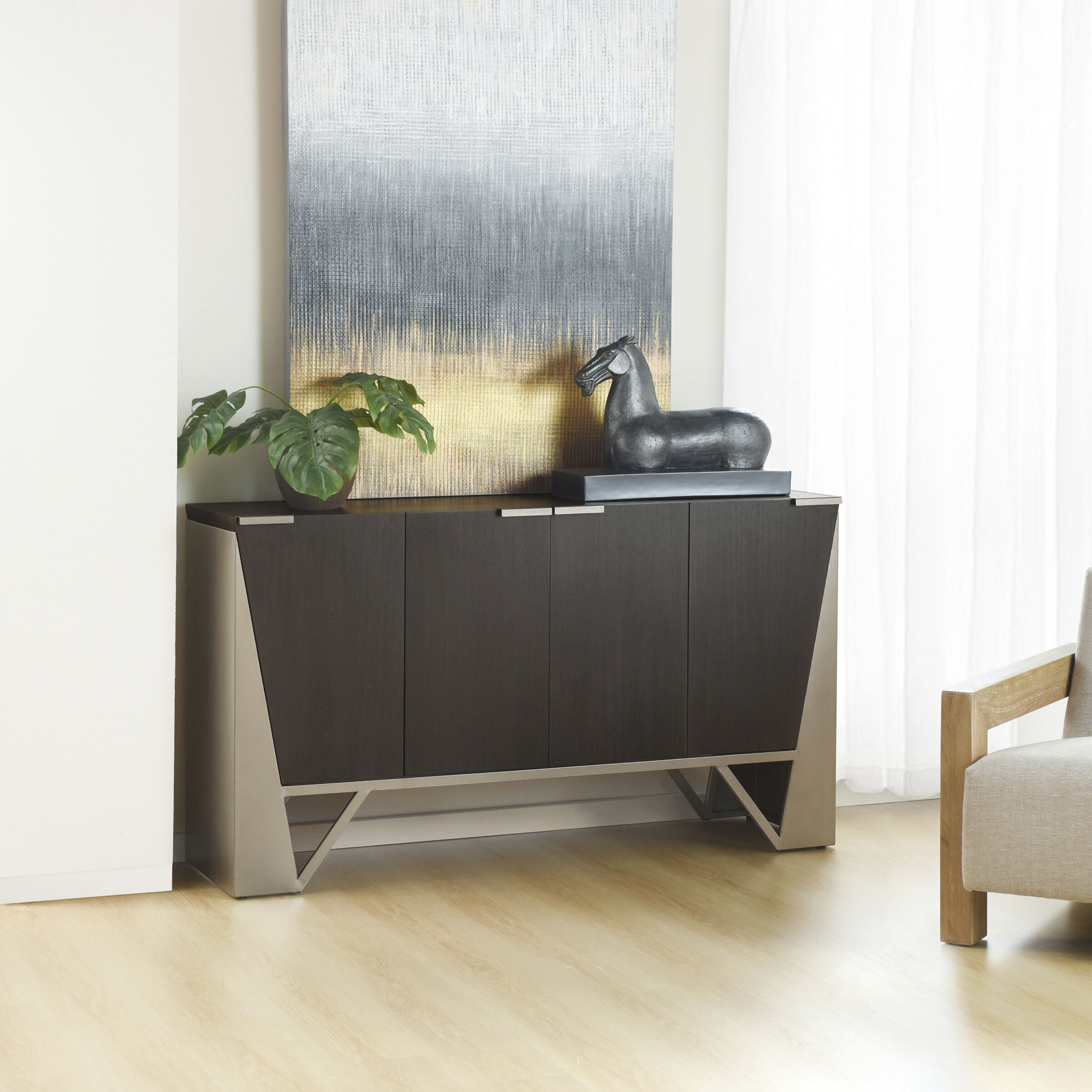 Cameron Gray Brown and Rose Gold Cabinet