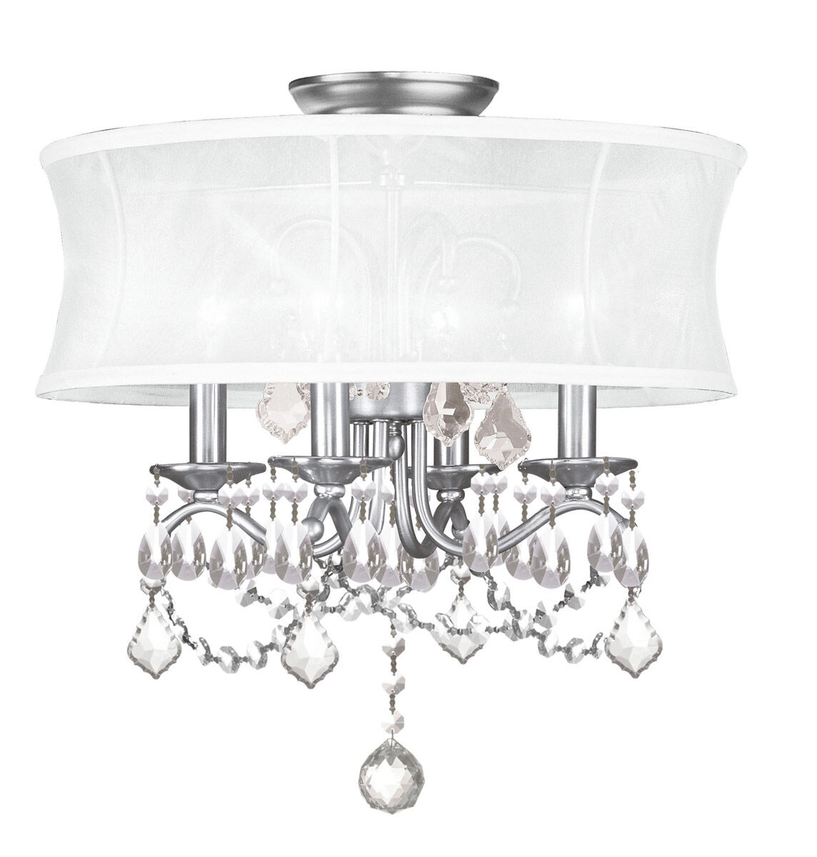 Newcastle 4 Light 16 inch Brushed Nickel Convertible Mini Chandelier/Ceiling Mount Ceiling Light