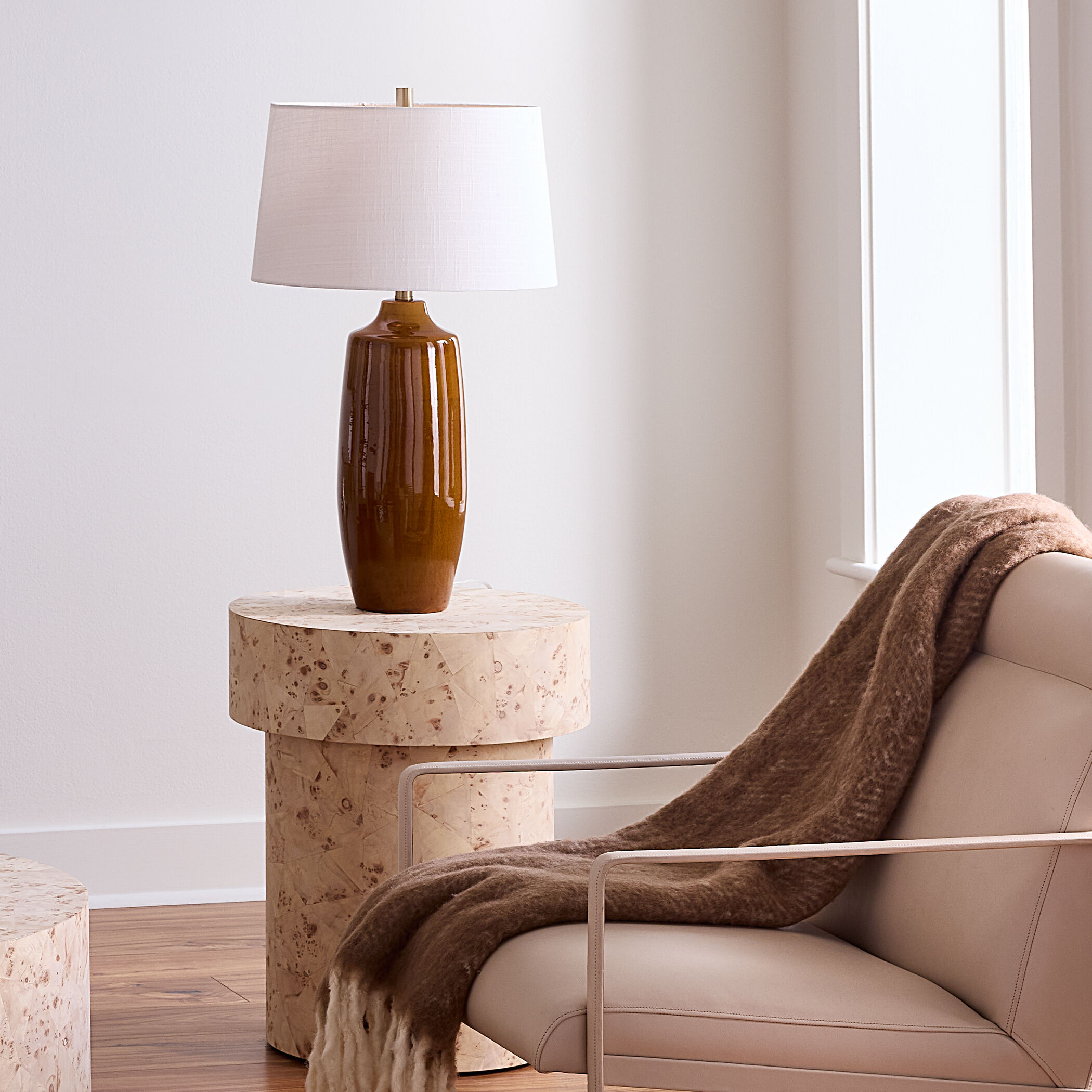 Toffee 29.5 inch 100 watt Brown Reactive Glaze Table Lamp Portable Light, Inline