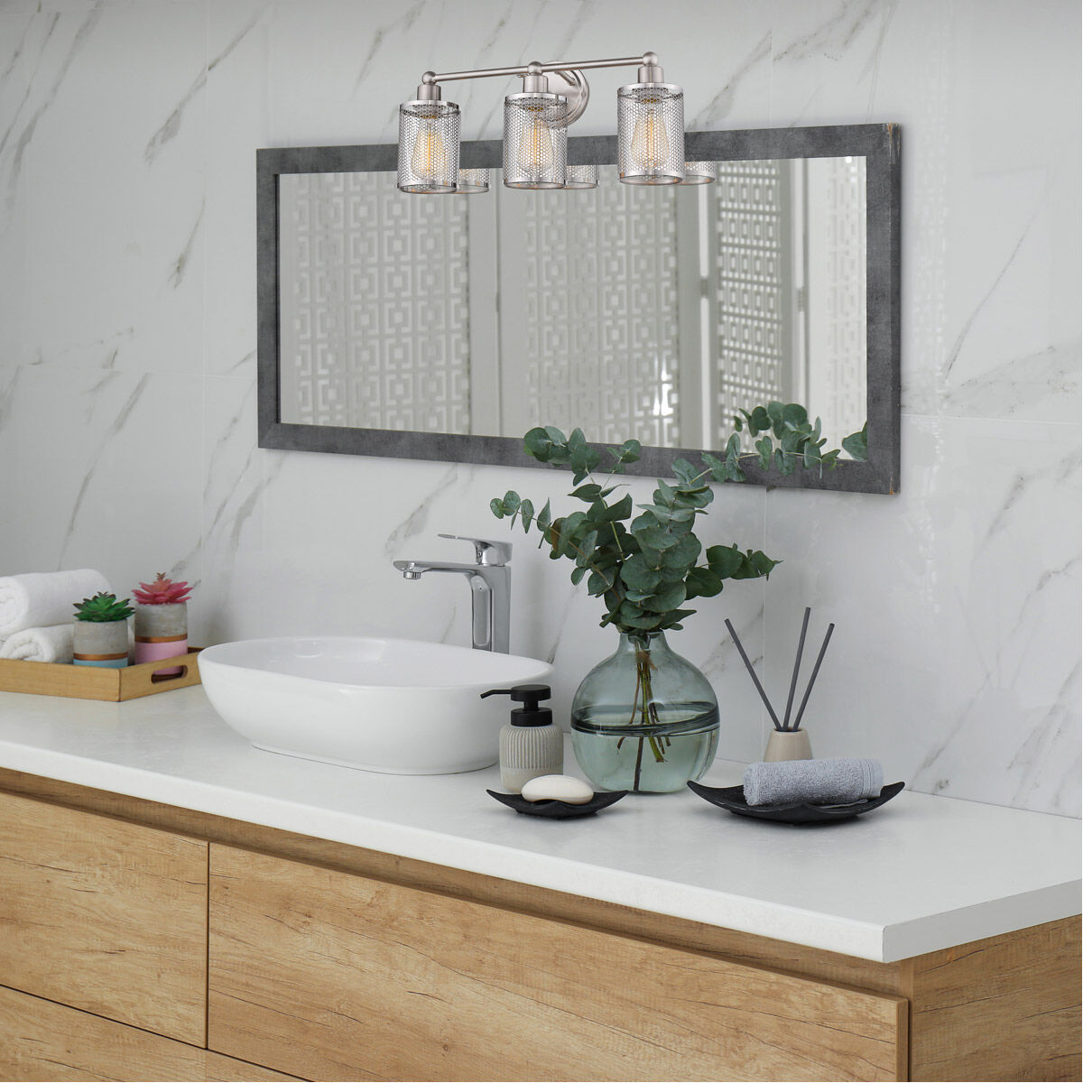 Verona 3 Light 20.25 inch Brushed Nickel Bath Vanity Wall Light