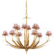 Marilee 12 Light 44 inch Pink/Dutch Gold Leaf Chandelier Ceiling Light, Large