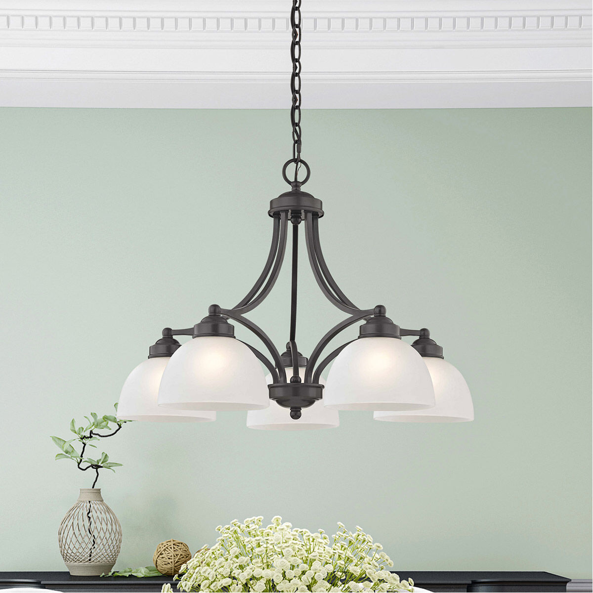 Somerset 5 Light 25 inch English Bronze Dinette Chandelier Ceiling Light