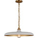 Thomas O'Brien Piatto LED 18 inch Hand-Rubbed Antique Brass Pendant Ceiling Light in Plaster White, Medium