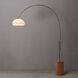 Tambo Morelli 92 inch 14.00 watt Black Nickel and Dark Walnut Arc Floor Lamp Portable Light in White Lucite with Black Nickel Stripe