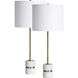 Talulla 28.75 inch 100 watt Antique Brushed Brass and White Table Lamps Portable Light, Set of 2
