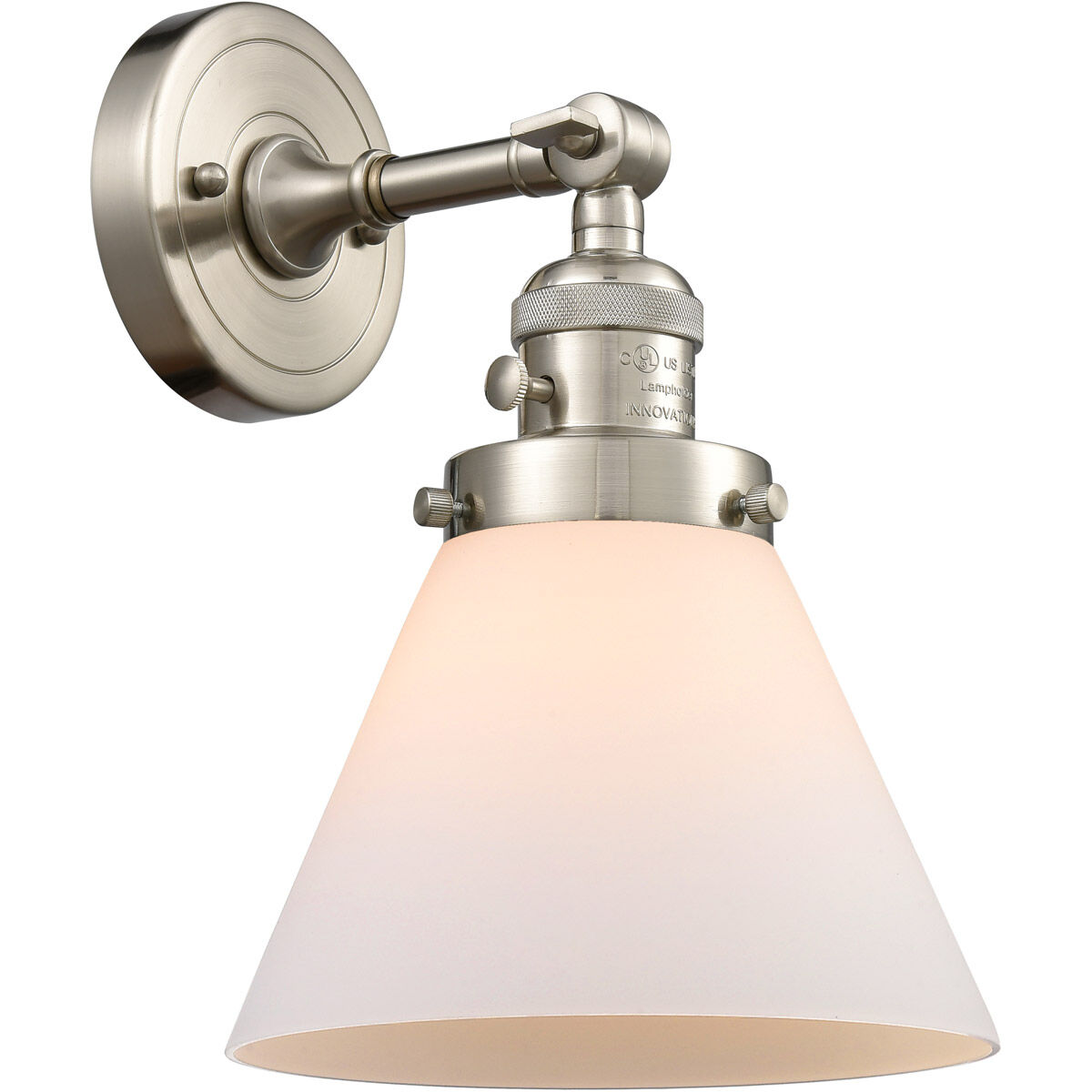 Franklin Restoration Large Cone LED 8 inch Brushed Satin Nickel Sconce Wall Light, Franklin Restoration