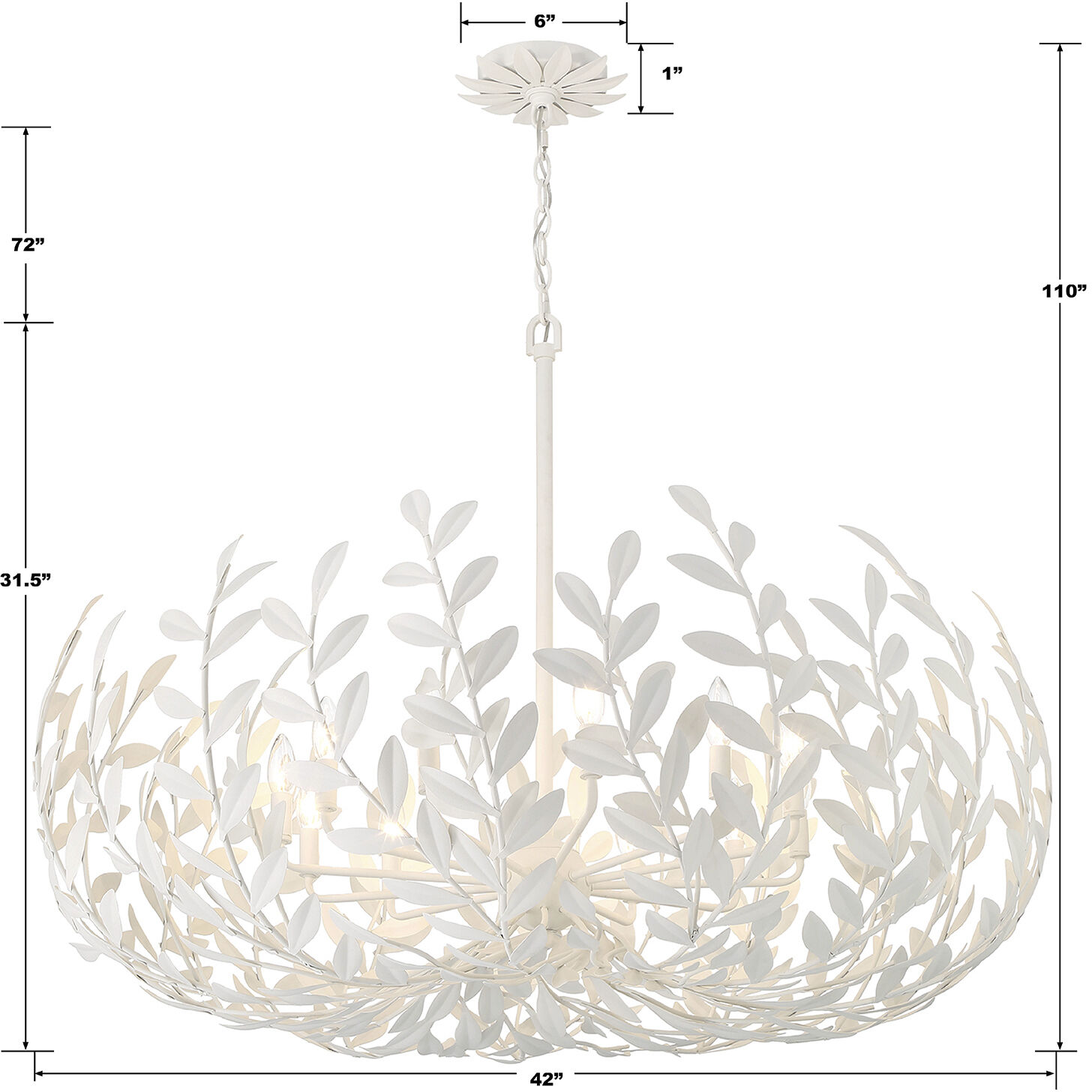 Broche 12 Light 42 inch Matte White Chandelier Ceiling Light