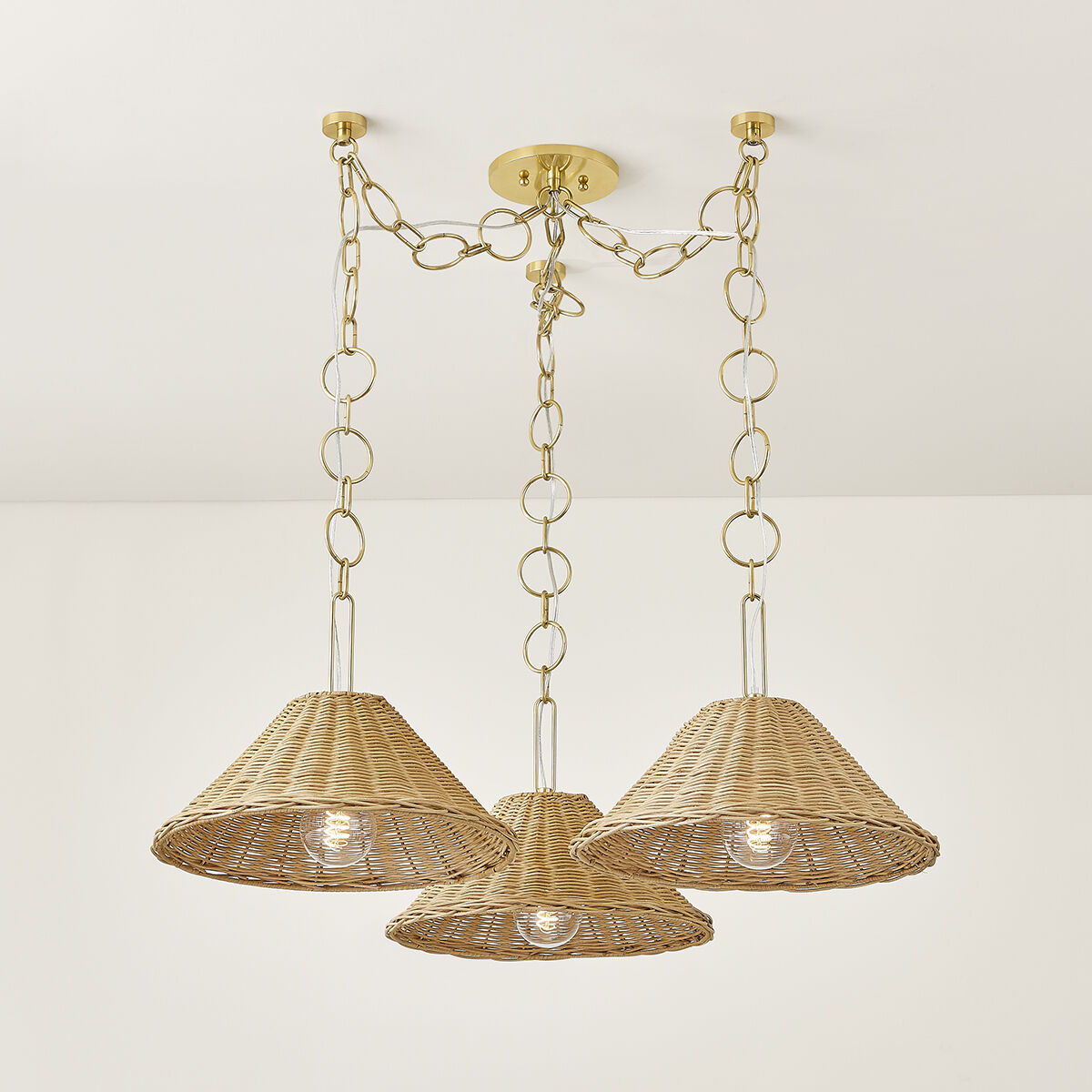 Dalia 3 Light 38.5 inch Aged Brass Chandelier Ceiling Light
