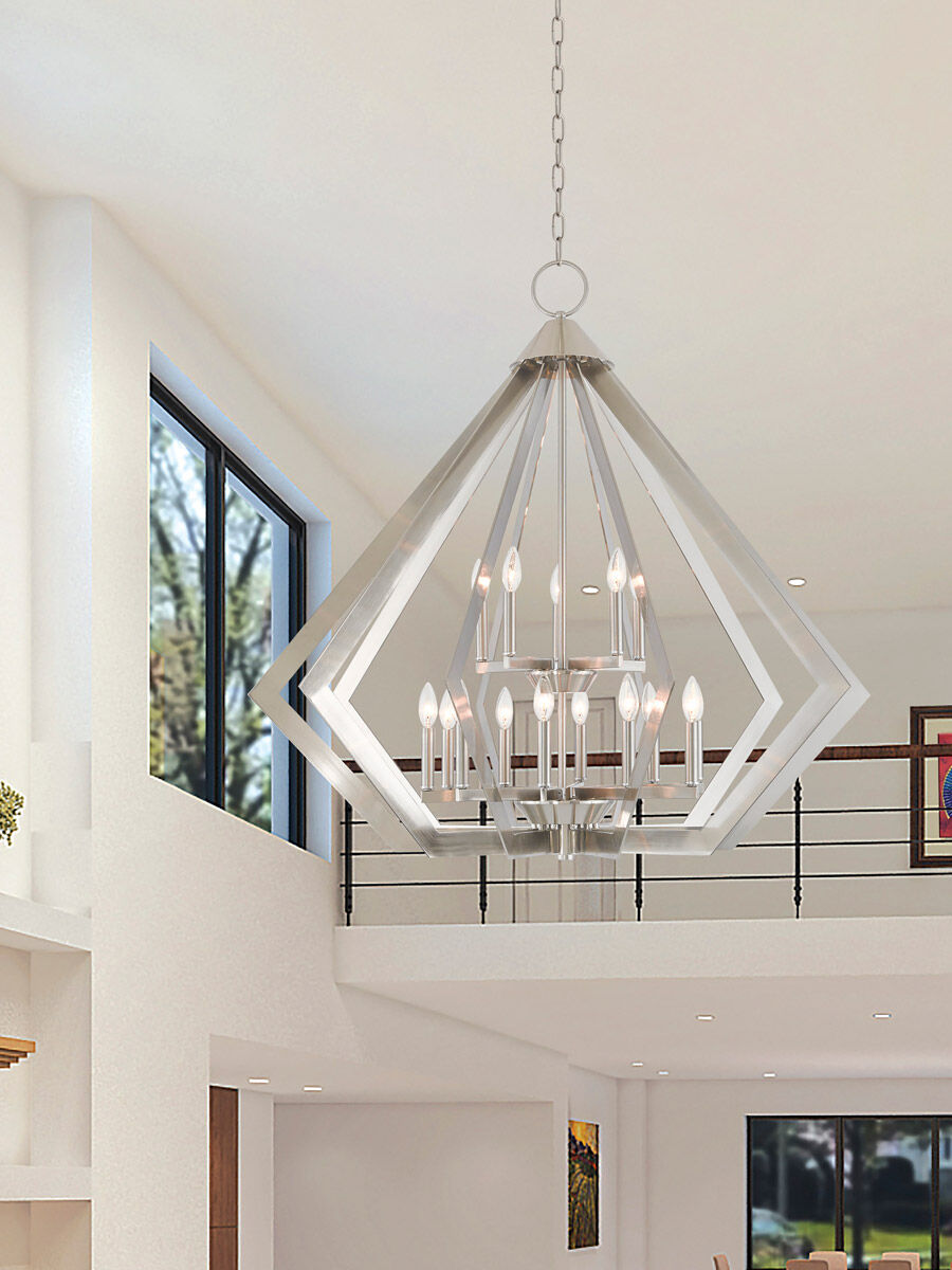 Prism 15 Light 42 inch Brushed Nickel Foyer Chandelier Ceiling Light