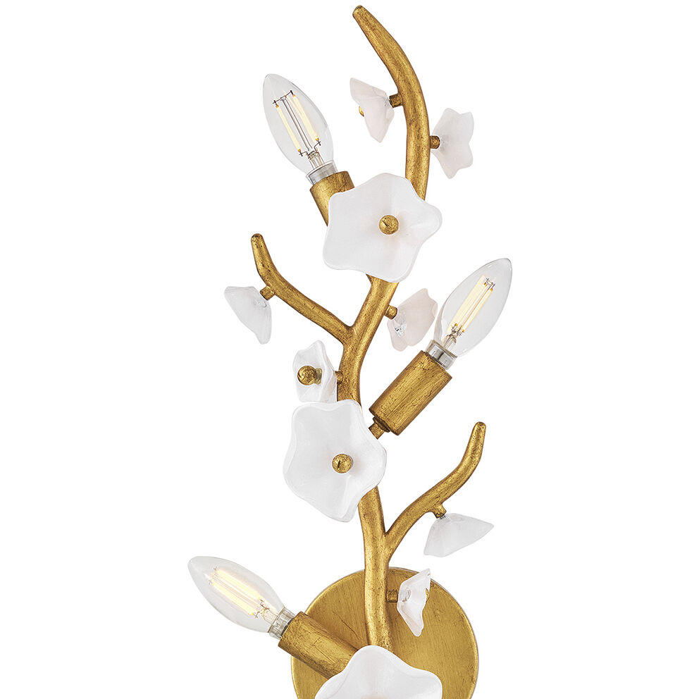 Azalea 5 Light 8 inch Distressed Brass Sconce Wall Light