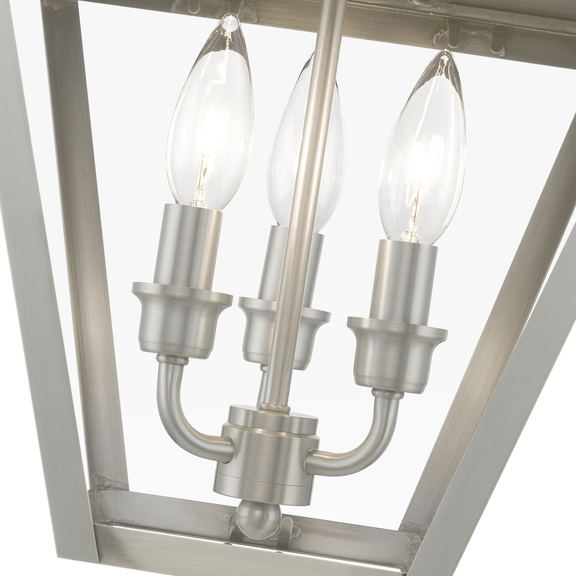 Wentworth 3 Light 12 inch Brushed Nickel Outdoor Pendant Lantern, Large