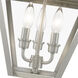 Wentworth 3 Light 12 inch Brushed Nickel Outdoor Pendant Lantern, Large