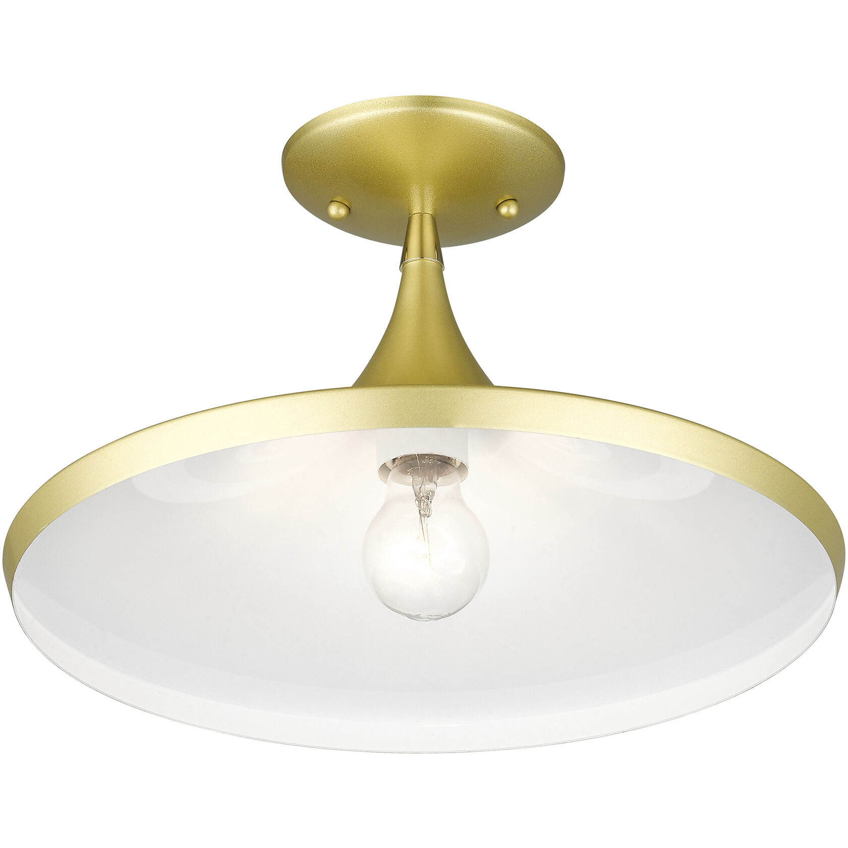 Waldorf 1 Light 14 inch Soft Gold with Polished Brass Accents Semi-Flush Ceiling Light
