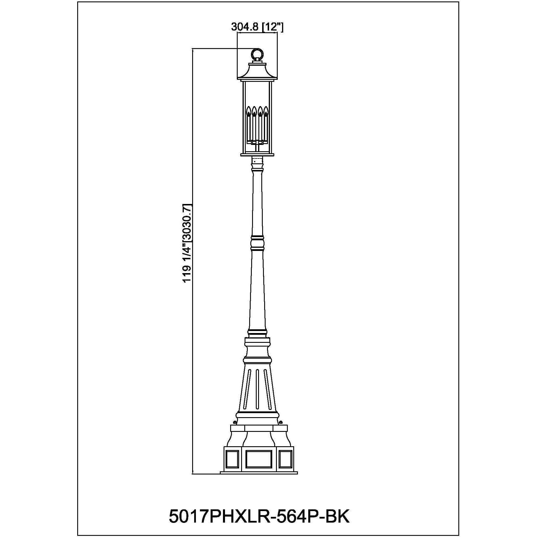 Tiberius 6 Light 116.75 inch Black Outdoor Post Mounted Fixture