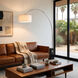 Iconic 95 inch 14 watt Satin Nickel and Black Arc Floor Lamp Portable Light in White Linen