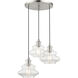 Everett 3 Light 20 inch Brushed Nickel with Chrome Finish Accents Pendant Chandelier Ceiling Light