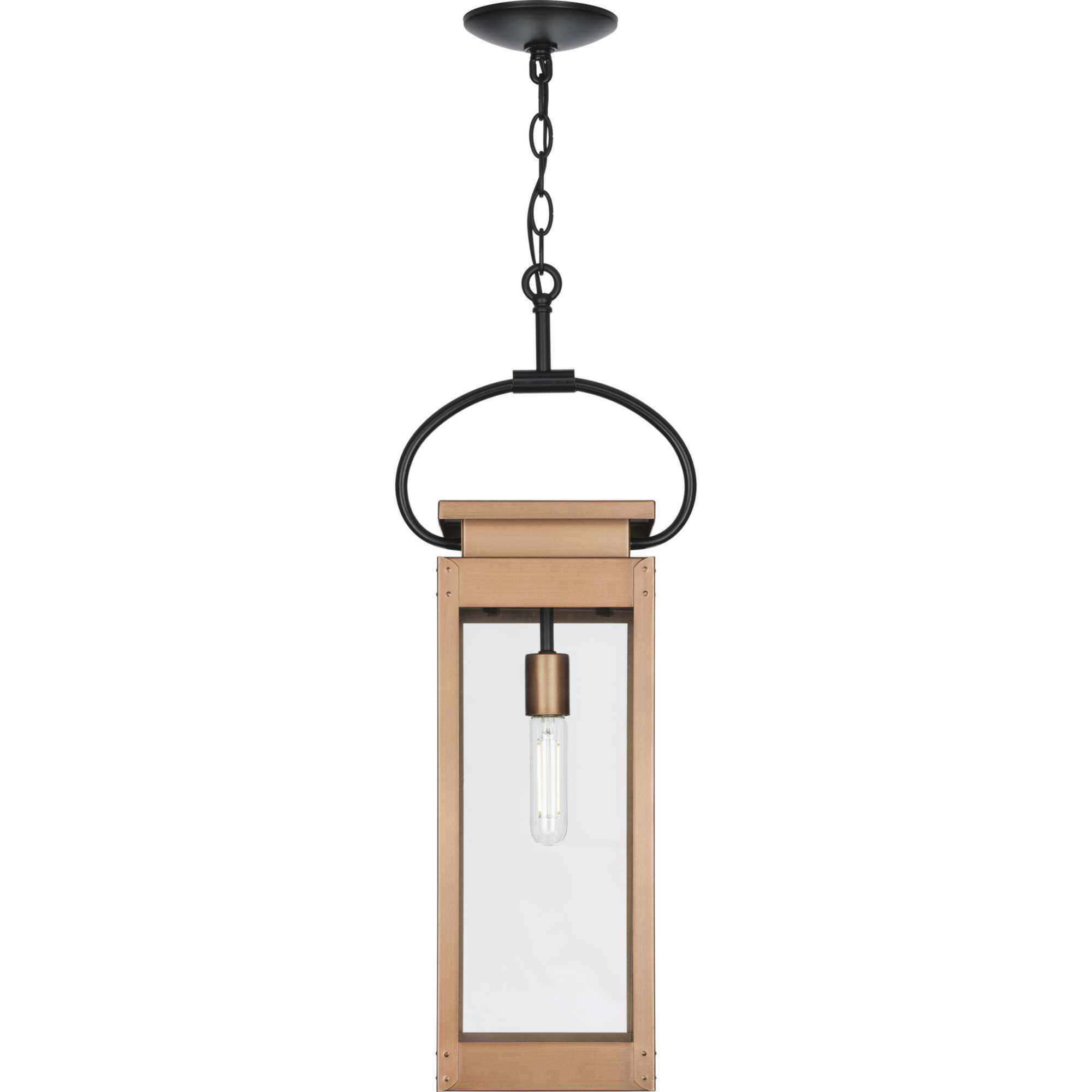 Union Square 1 Light 7 inch Antique Copper Hanging Lantern Ceiling Light, Design Series