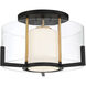 Eaton 1 Light 17 inch Black with Warm Brass Accents Semi-Flush Ceiling Light