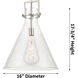 Newton Cone 1 Light 16 inch Satin Nickel Pendant Ceiling Light in Mercury Glass