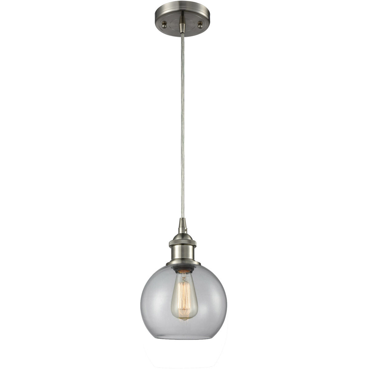 Ballston Athens LED 8 inch Brushed Satin Nickel Mini Pendant Ceiling Light in Clear Glass, Ballston