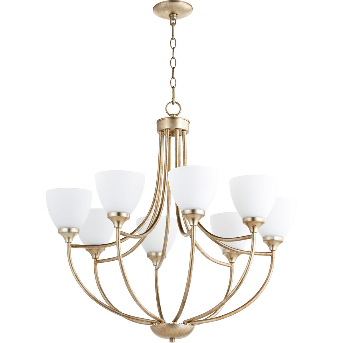 Enclave 8 Light 30 inch Aged Silver Leaf Chandelier Ceiling Light