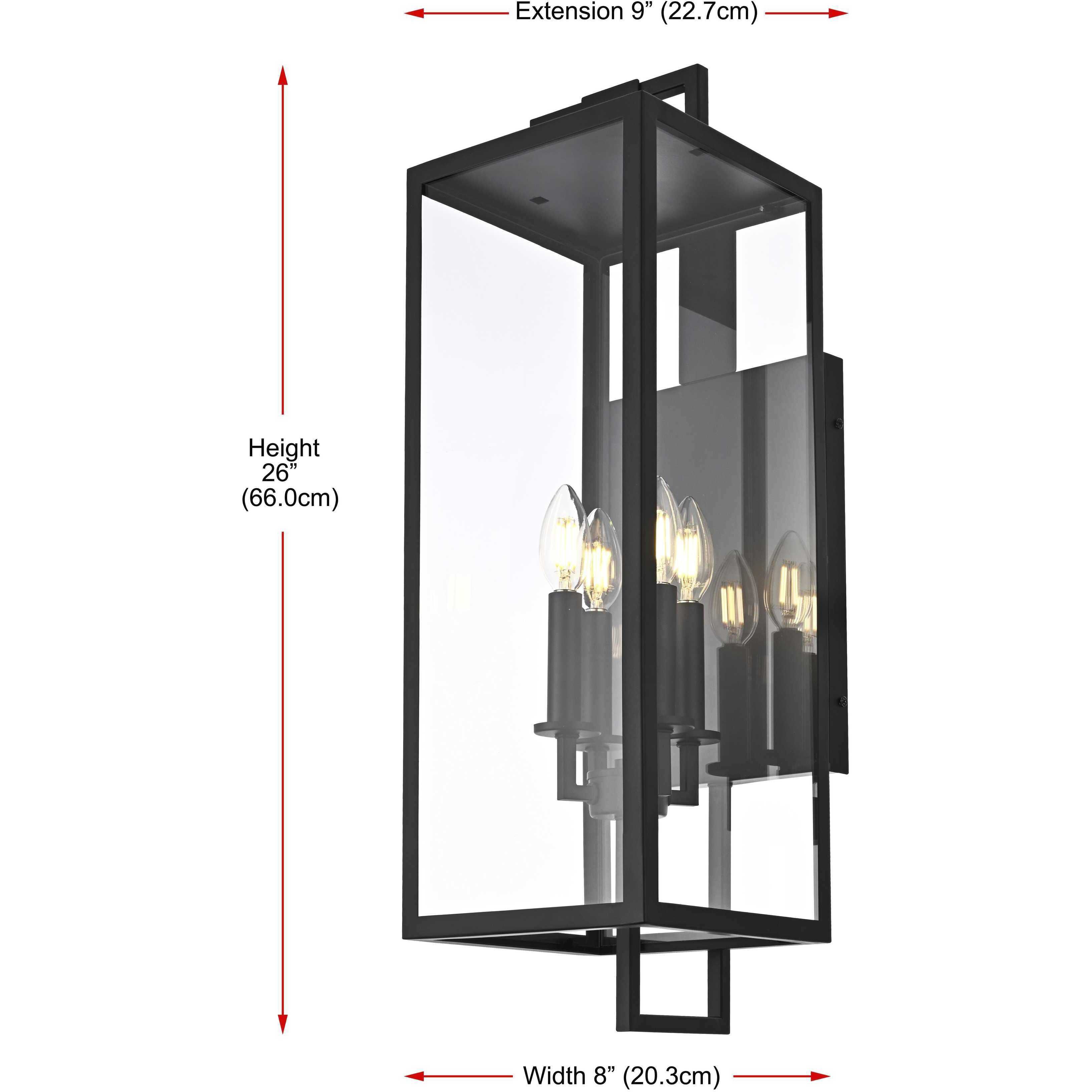 Jairo 4 Light 26 inch Black Outdoor Wall Sconce