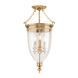 Hanover 3 Light 12 inch Aged Brass Semi Flush Ceiling Light
