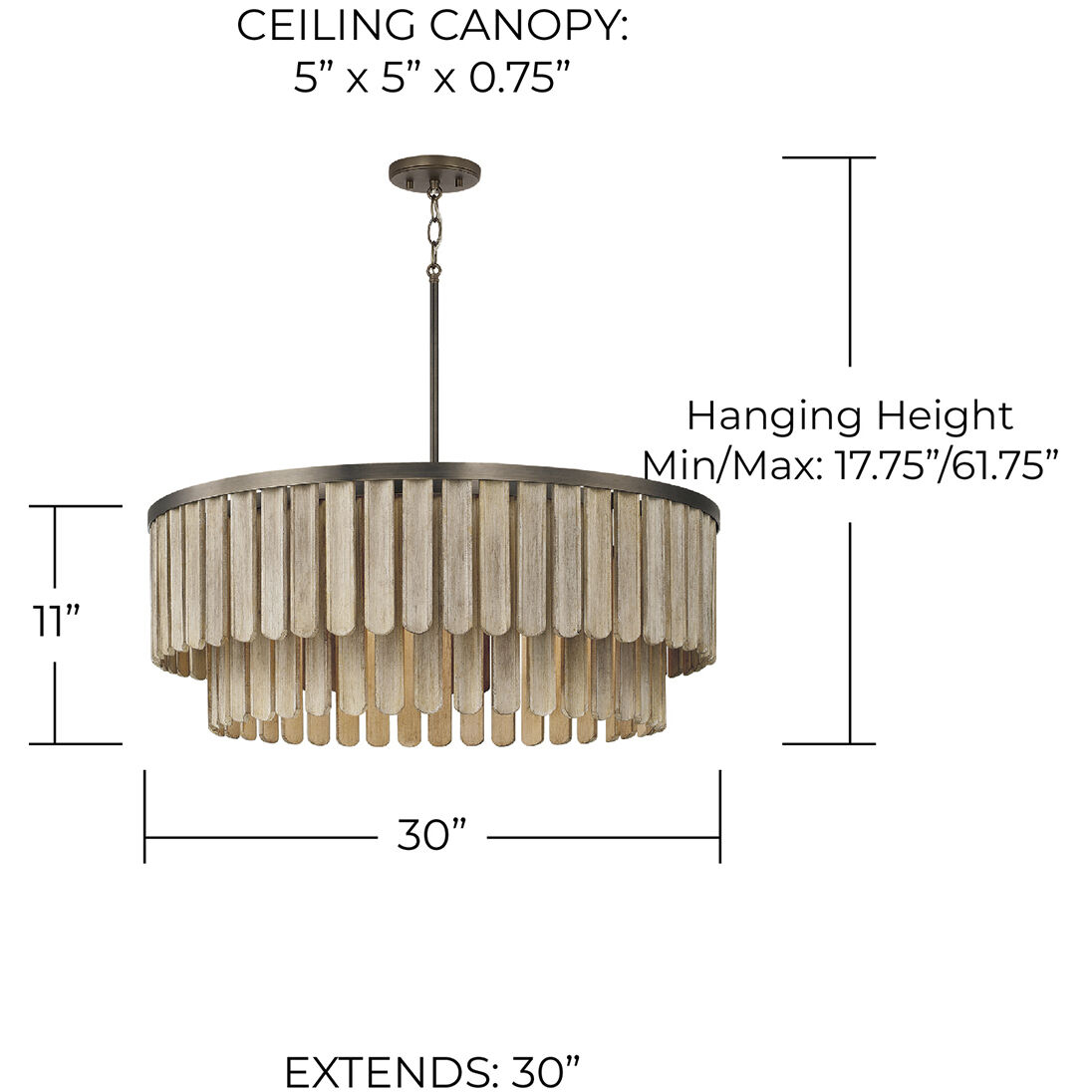 Jada 6 Light 30 inch Dark Brass Pendant Ceiling Light