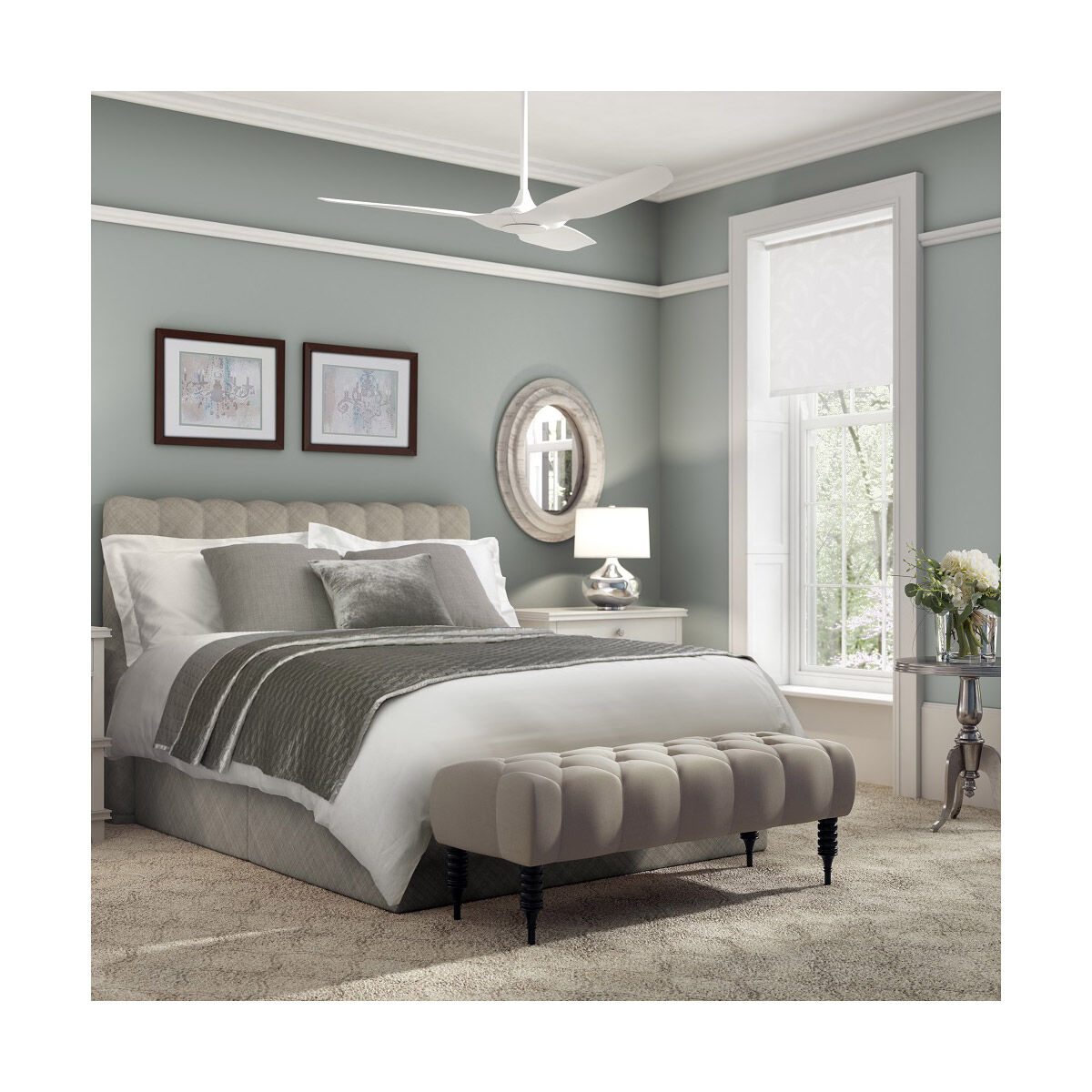 Haiku L 52 inch White with Glossy White Blades Indoor Ceiling Fan, Universal Mount