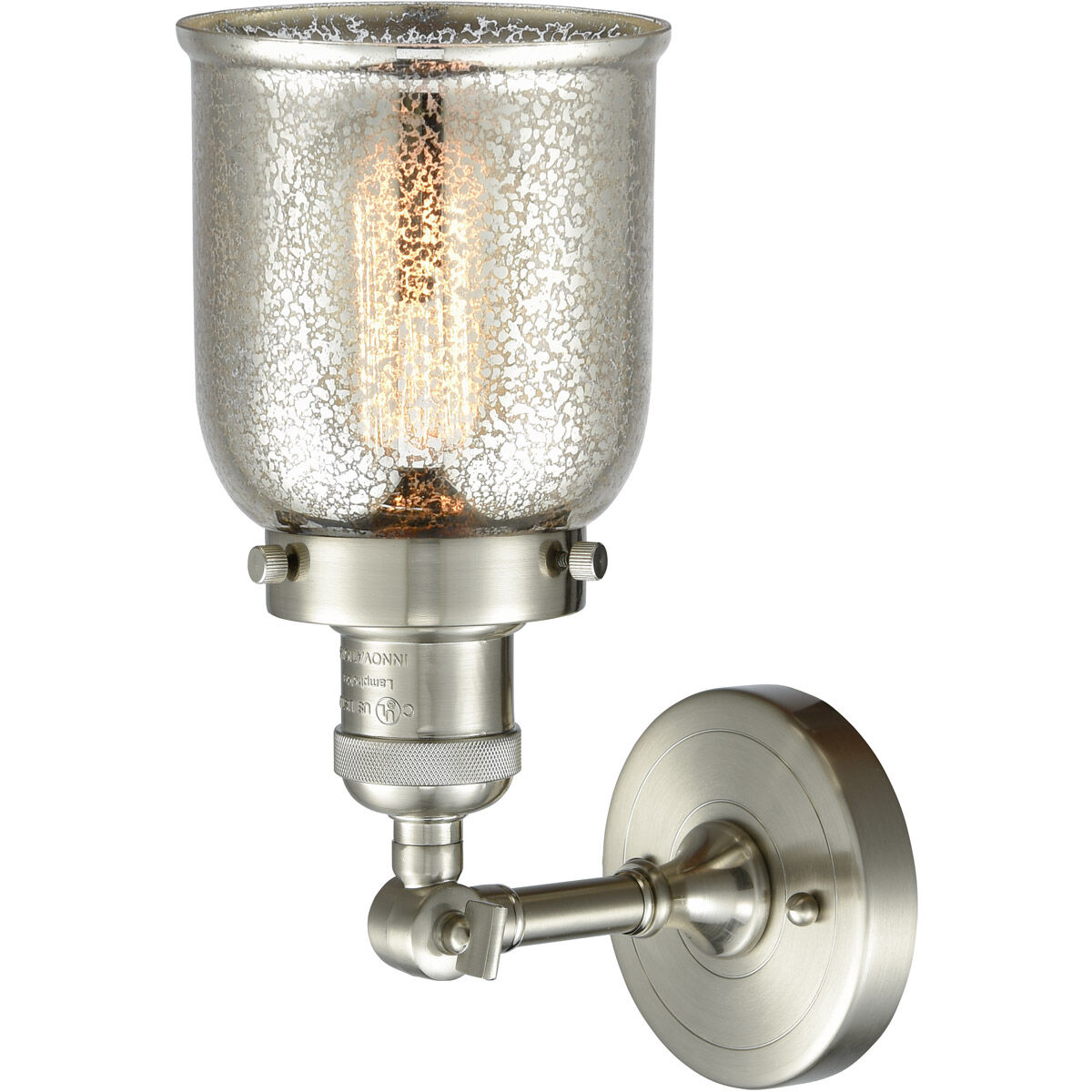 Franklin Restoration Small Bell LED 5 inch Brushed Satin Nickel Semi-Flush Mount Ceiling Light in Silver Plated Mercury Glass, Franklin Restoration