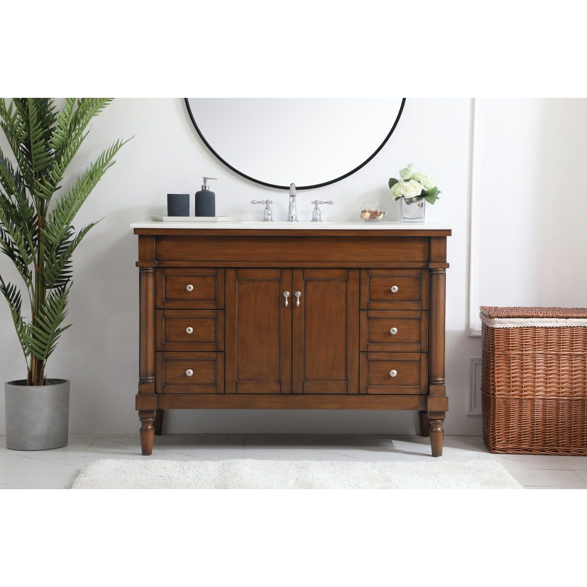 Lexington 48 X 21.5 X 35 inch Walnut Vanity Sink Set