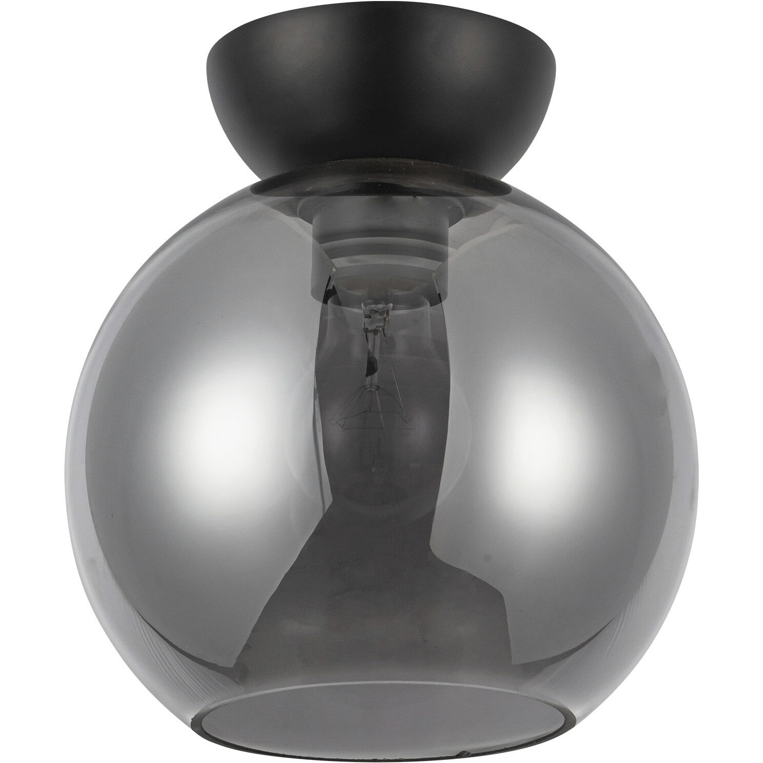 Arcadia 1 Light 7.88 inch Black/Smoked Semi-Flush Mount Ceiling Light in Smoked Glass