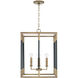 Bleeker 4 Light 16 inch Aged Brass and Black Foyer Ceiling Light