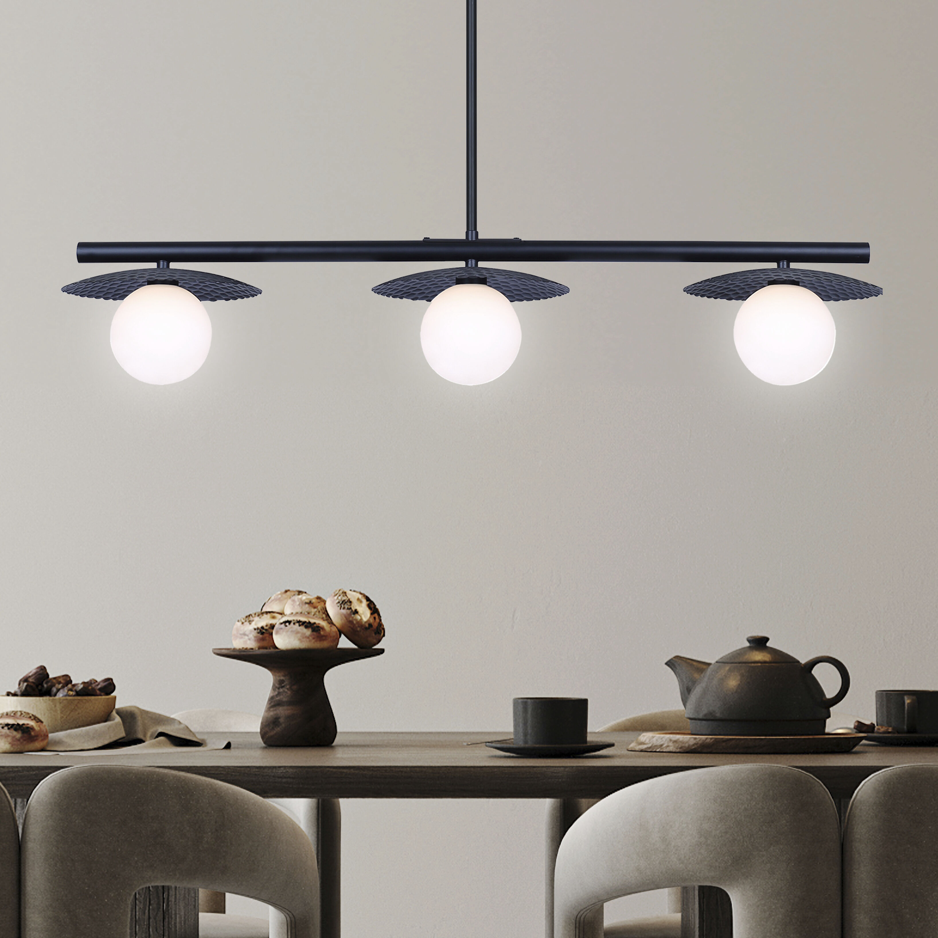 Mierka 3 Light 32.5 inch Black Pendant Ceiling Light