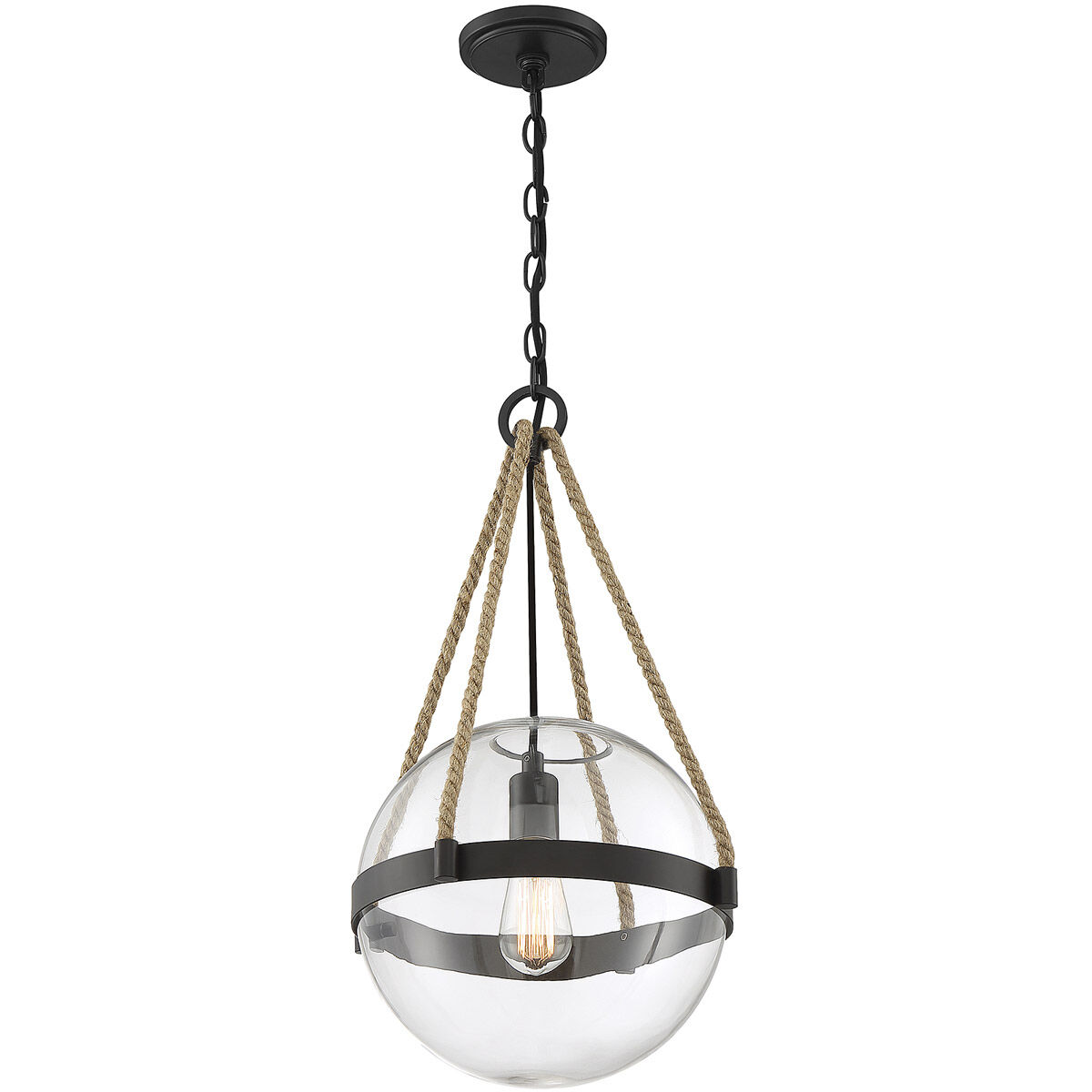 Rustic 1 Light 13.5 inch Oil Rubbed Bronze Pendant Ceiling Light