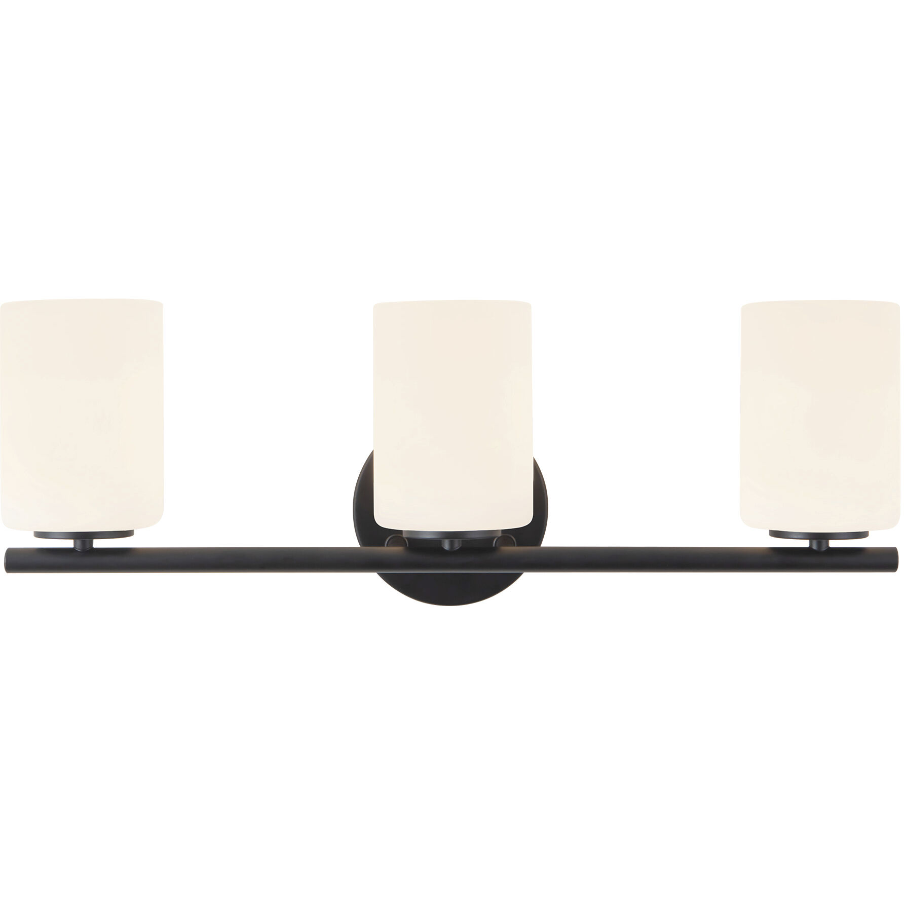 Ezra 3 Light 22.13 inch Black Bath Vanity Light Wall Light in Opal Glass Shade, Matte Opal Glass