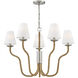 Harwich 5 Light 36 inch Polished Nickel with Natural Chandelier Ceiling Light