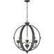 Jules 6 Light 25.5 inch Antique Black Iron Chandelier Ceiling Light