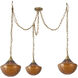 Alora Mood Farrah 3 Light 11.88 inch Brushed Gold Pendant Ceiling Light in Amber Ribbed Glass