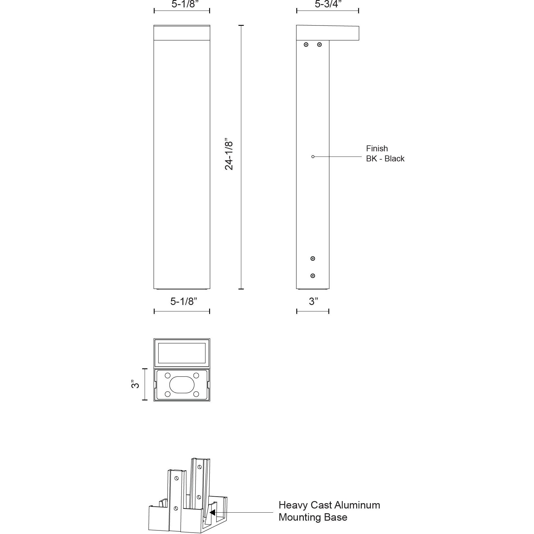 Evans 120-277 24 watt Black Exterior Bollard