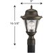 Westport 1 Light 16 inch Antique Bronze Outdoor Post Lantern in Clear Seeded, Small