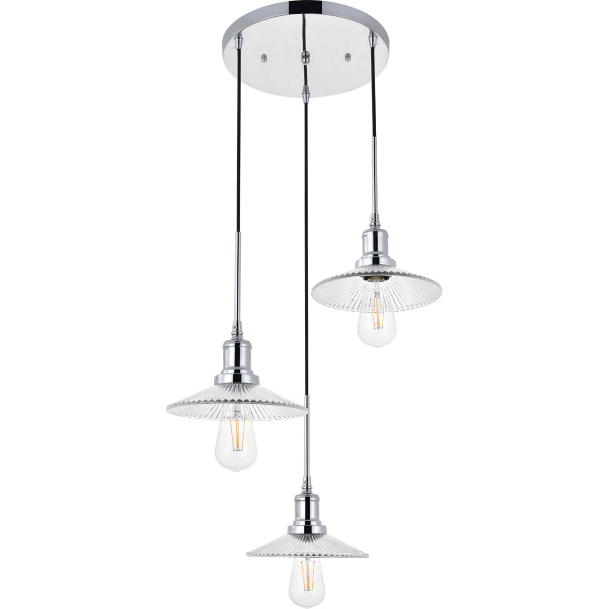 Waltz 3 Light 19 inch Chrome Pendant Ceiling Light