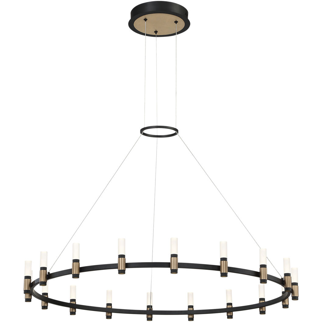 Albany LED 45.25 inch Brass and Black Chandelier Ceiling Light